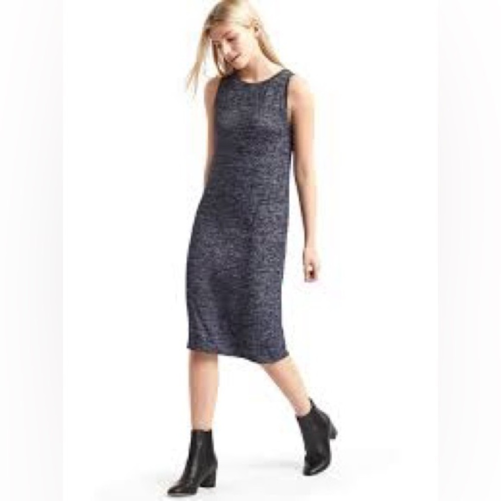 gap | sleeveless soft spun marled midi dress | small